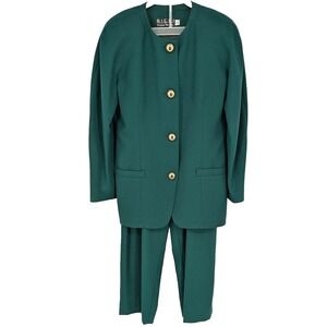 VTG B I C C I by Florine Wachter Pants Suit Wool Green Size 10‎ NWOT